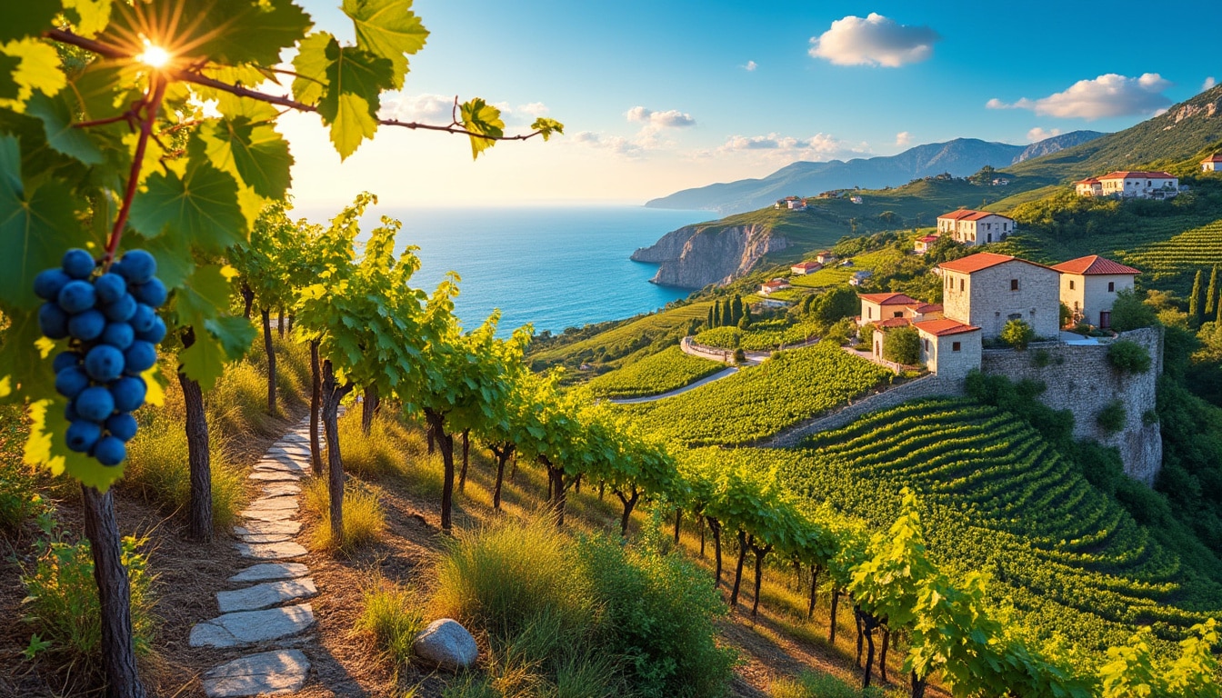 découvrez la route œnotouristique entre patrimonio et ajaccio en corse, une escapade idéale pour explorer les vignobles locaux, déguster des vins corses authentiques et profiter de paysages magnifiques.